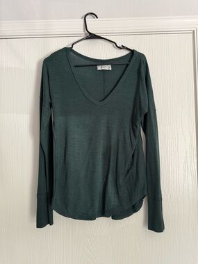 Abercrombie & Fitch Deep Green V-Neck Long Sleeve Top